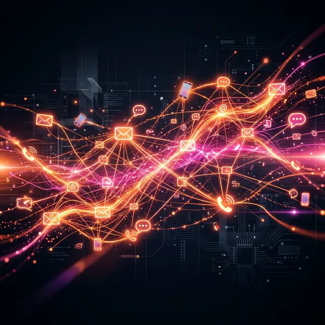 Dynamic visualization of multiple communication channels connecting in a digital web