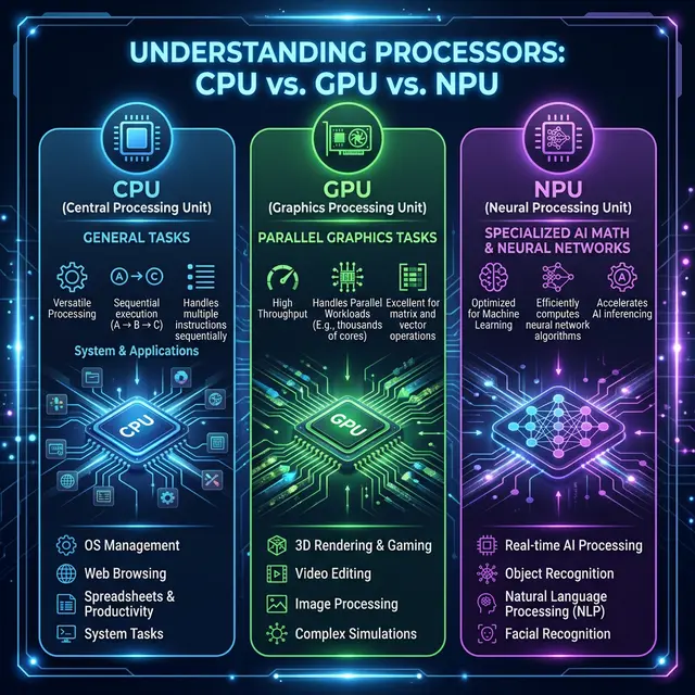 CPU vs GPU vs NPU Explained