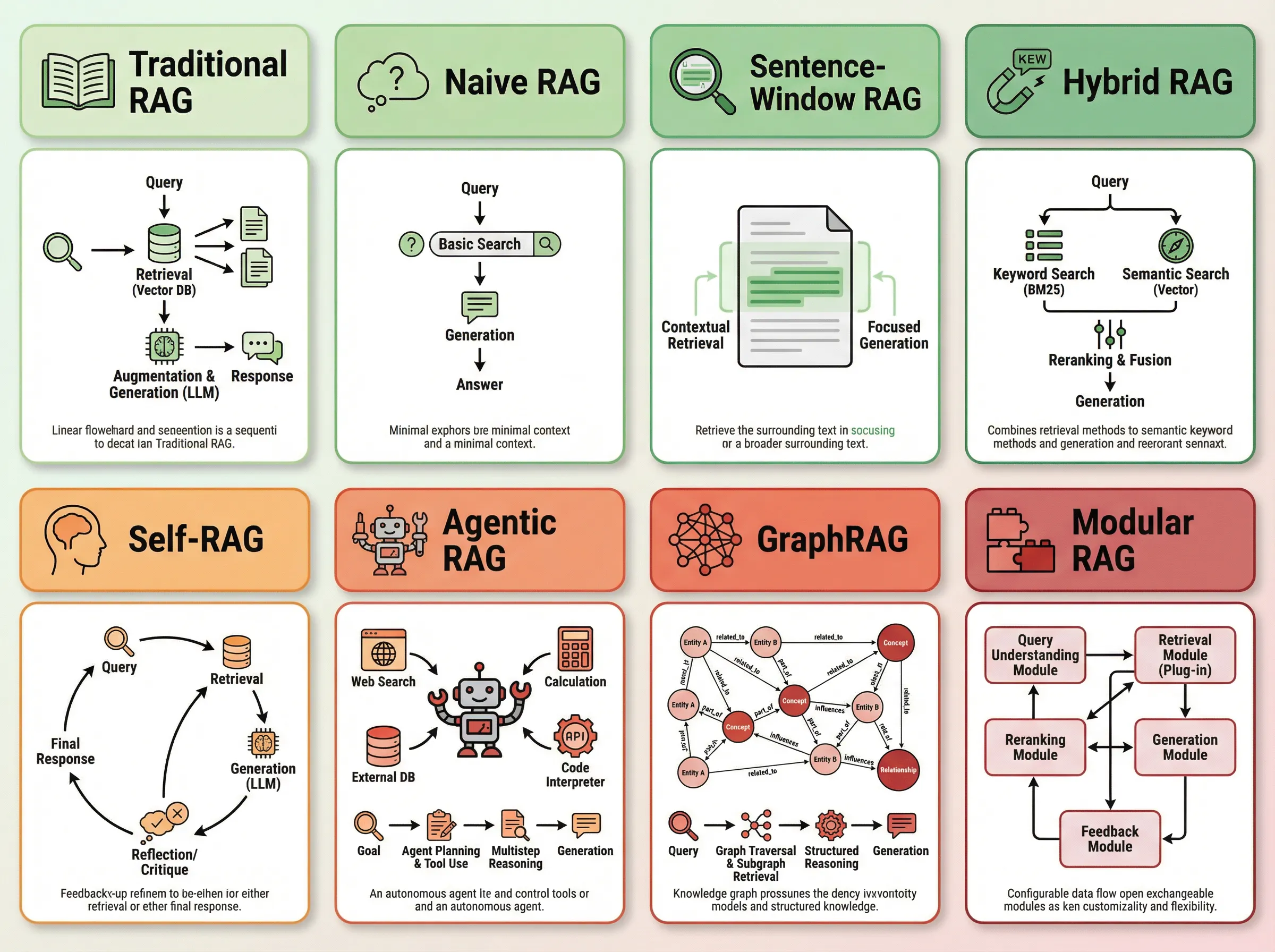 Comparison of eight RAG variants